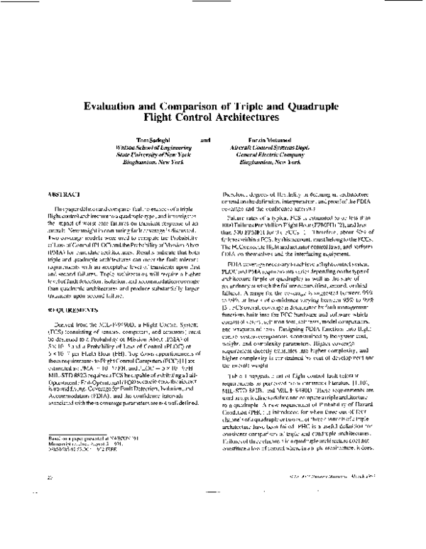(PDF) Evaluation and comparison of triple and quadruple flight control ...