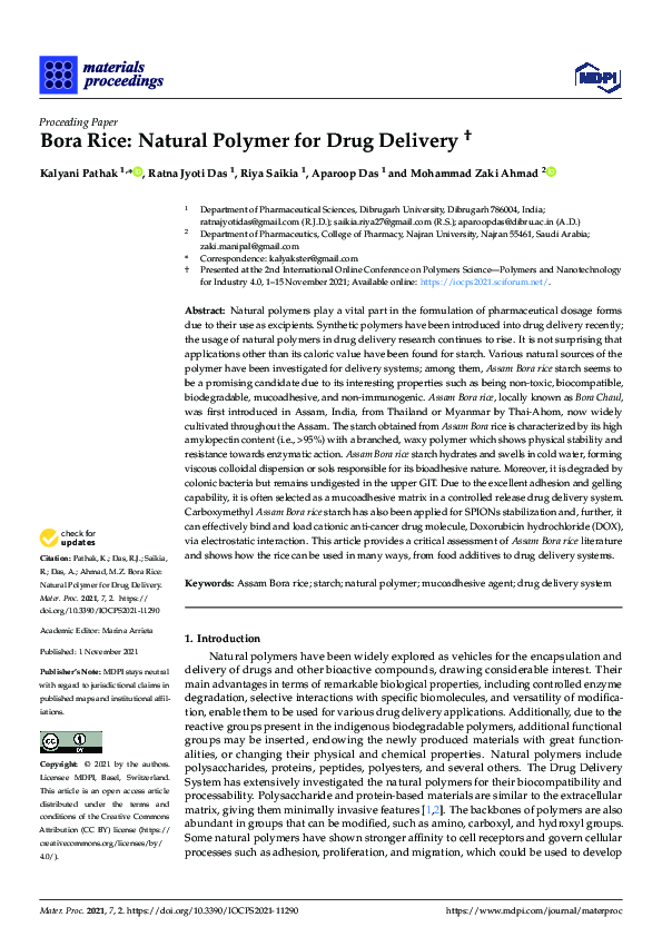 (PDF) Bora Rice: Natural Polymer for Drug Delivery