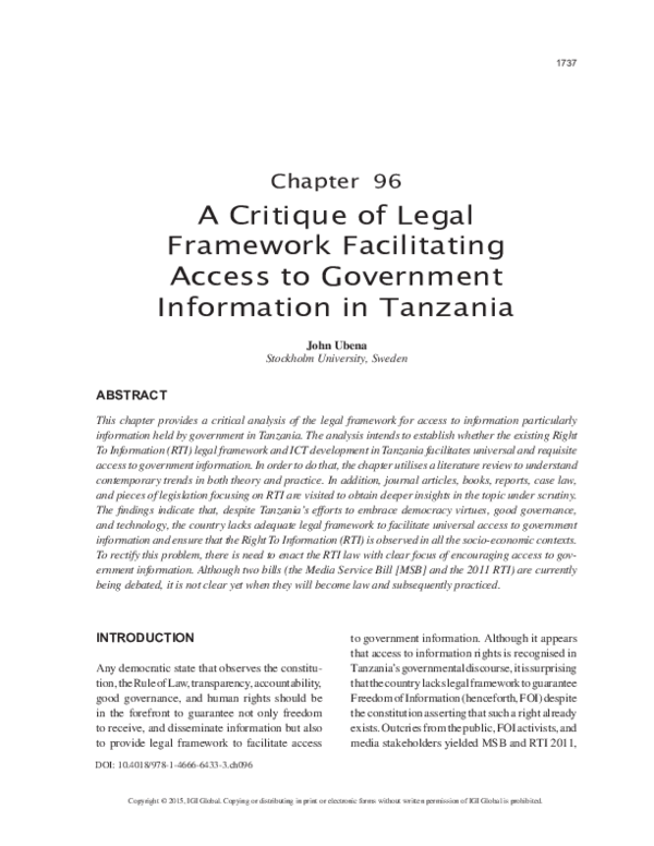 (PDF) A Critique of Legal Framework Facilitating Access to Government ...