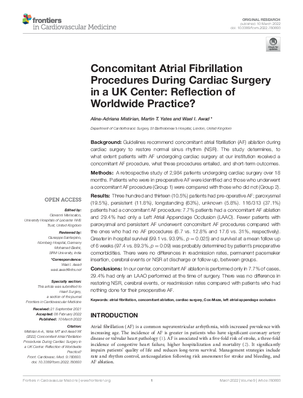 (PDF) Concomitant Atrial Fibrillation Procedures During Cardiac Surgery ...