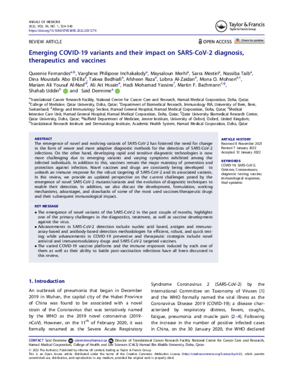 (PDF) Emerging COVID-19 variants and their impact on SARS-CoV-2 ...