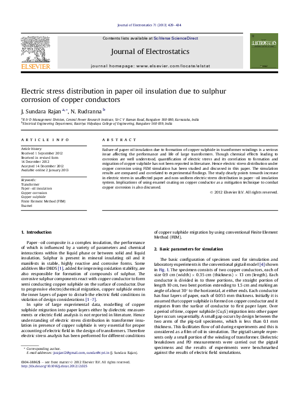 (PDF) Electric stress distribution in paper oil insulation due to