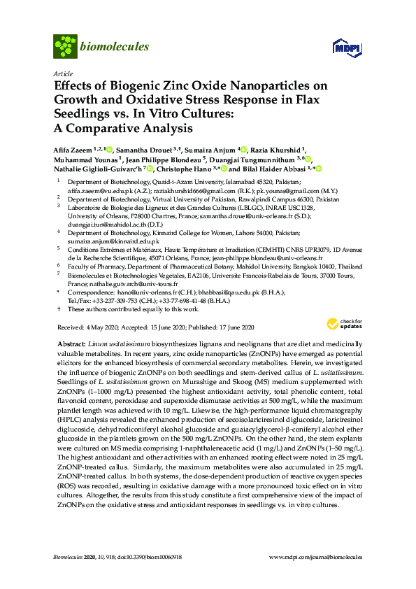 (PDF) Effects of Biogenic Zinc Oxide Nanoparticles on Growth and ...