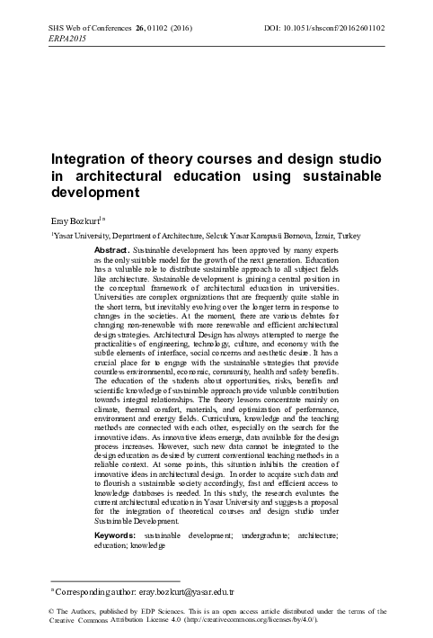 (PDF) Integration of theory courses and design studio in architectural ...