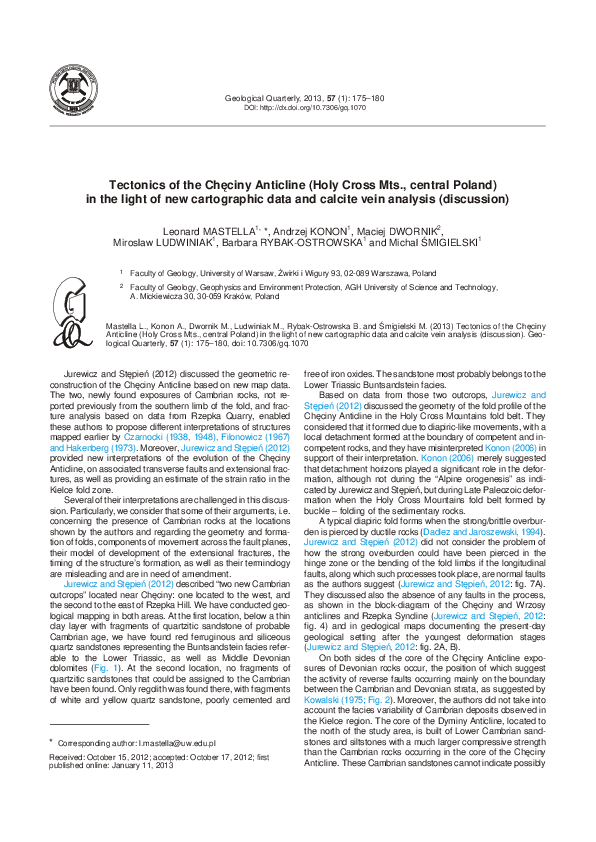 Tec ton ics of the Chęciny Anticline