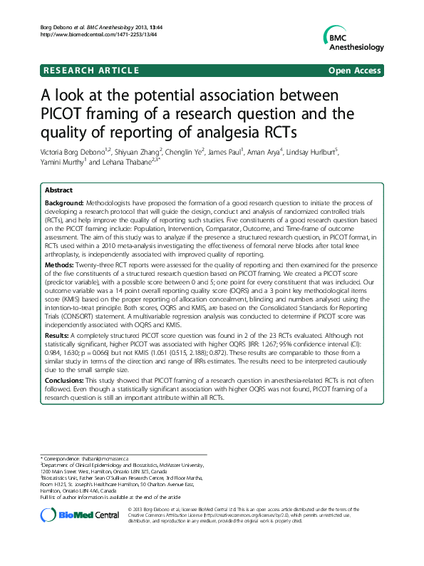 (PDF) A look at the potential association between PICOT framing of a ...