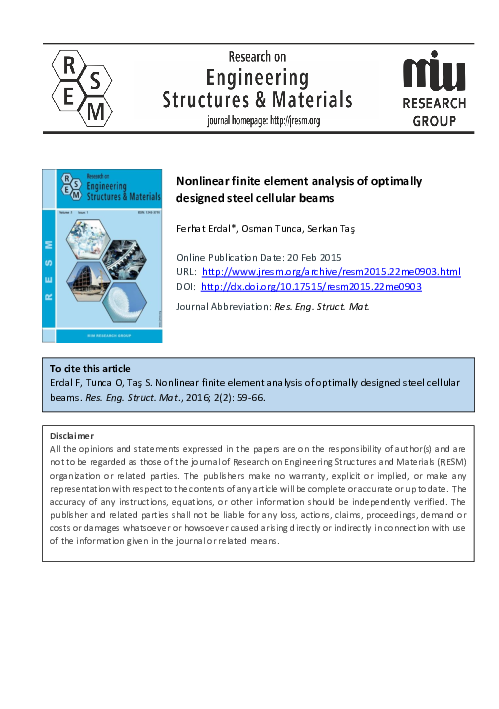 (PDF) Nonlinear finite element analysis of optimally designed steel ...