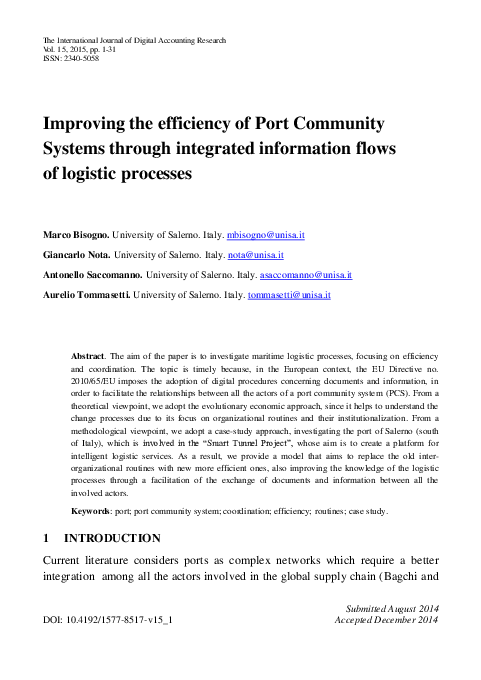 (PDF) Improving the efficiency of Port Community Systems through ...