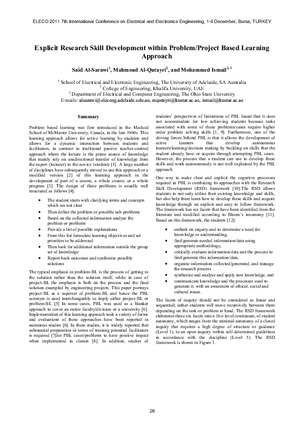 (PDF) Explicit research skill development within problem/project based ...