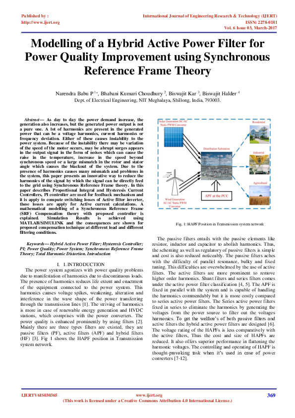 (PDF) Modelling of a Hybrid Active Power Filter for Power Quality ...