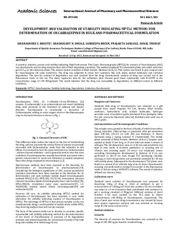 (PDF) Development and Validation of Stability Indicating HPTLC Method ...