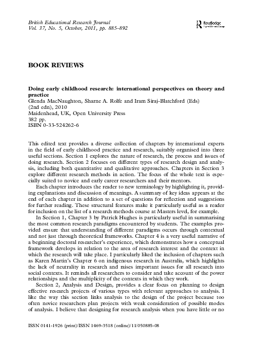 (PDF) Doing early childhood research: international perspectives on ...