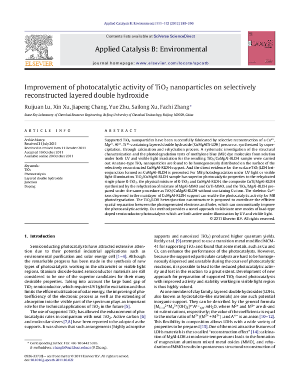(PDF) Improvement of photocatalytic activity of TiO2 nanoparticles on ...