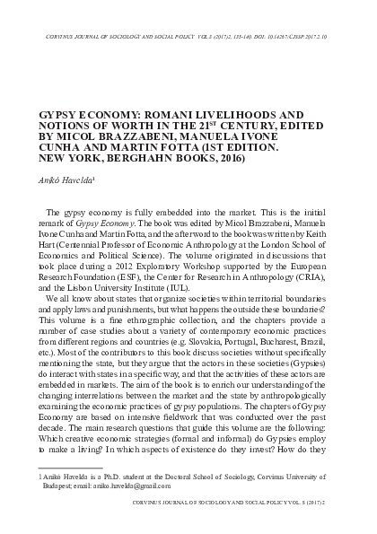 (PDF) Gypsy economy: Romani livelihoods and notions of worth in the ...