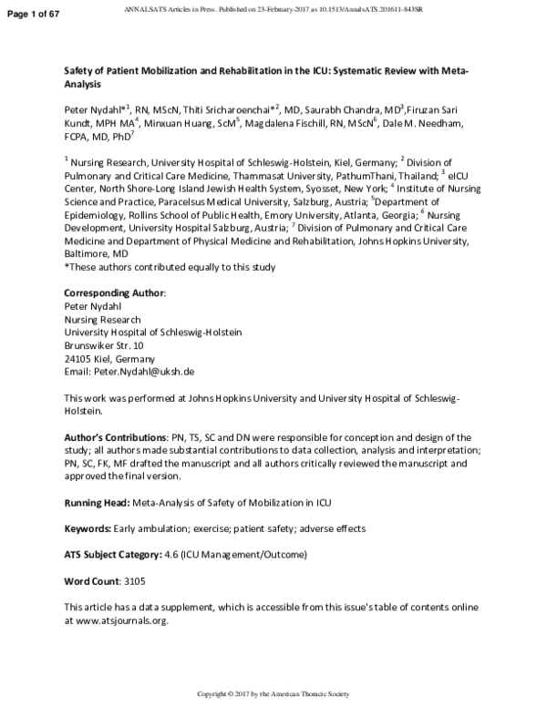 (PDF) Safety of Patient Mobilization and Rehabilitation in the ICU ...