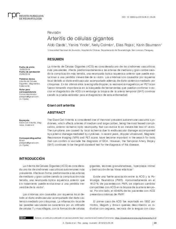 (PDF) Arteritis de células gigantes