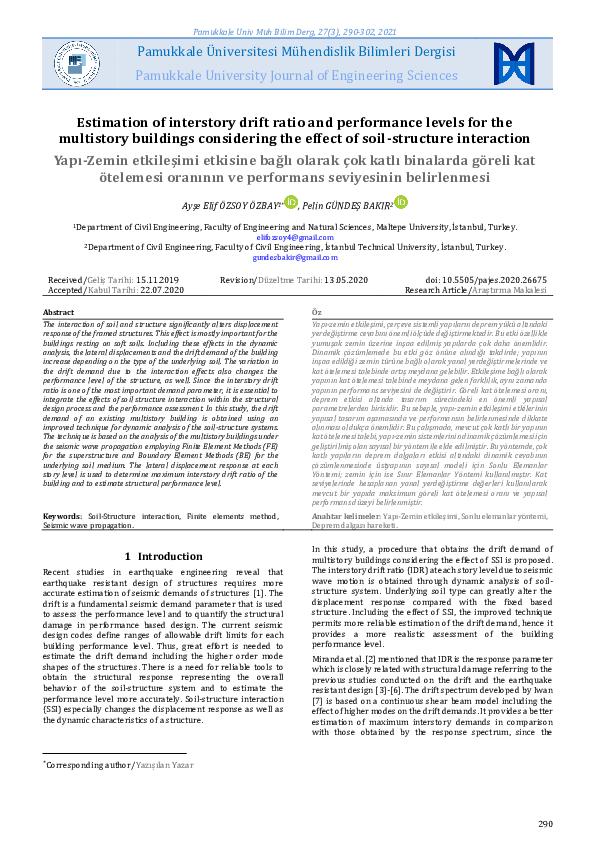 (PDF) Estimation of interstory drift ratio and performance levels for ...