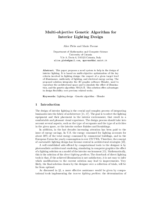 (PDF) Multi-objective Genetic Algorithm for Interior Lighting Design