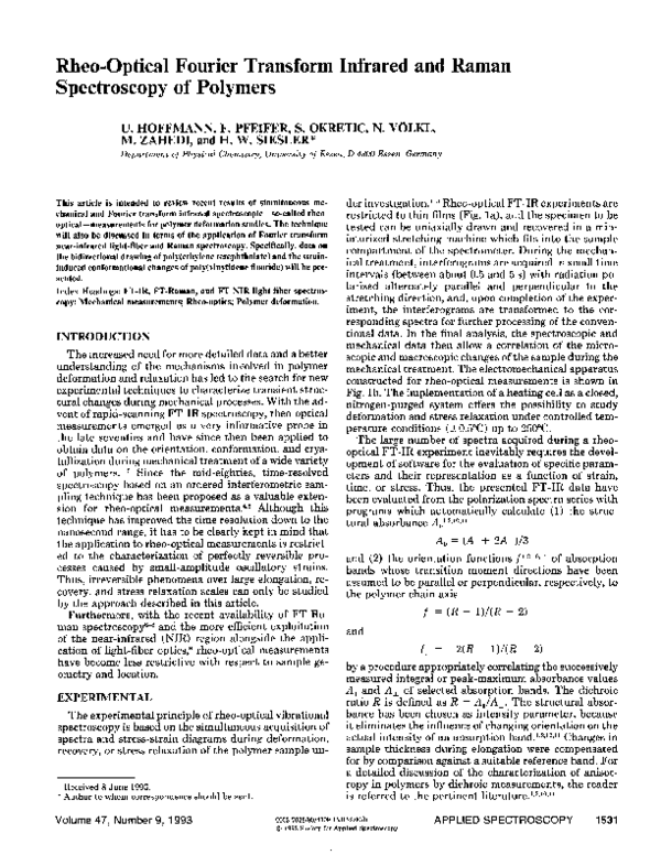 (PDF) Rheo-Optical Fourier Transform Infrared and Raman Spectroscopy of ...