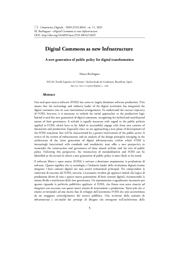 (PDF) Digital Commons as new Infrastructure