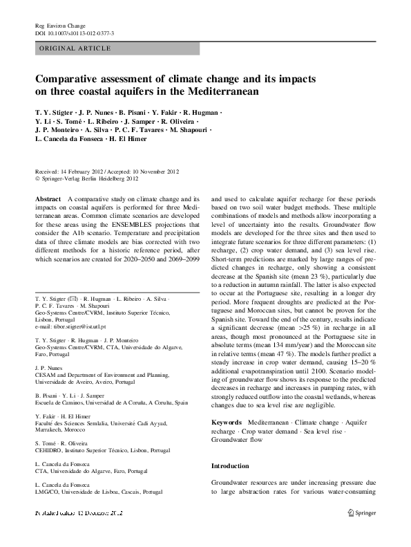 (PDF) Comparative assessment of climate change and its impacts on three ...