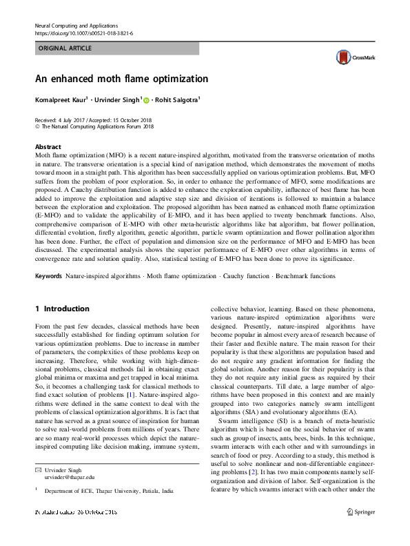 (PDF) An enhanced moth flame optimization
