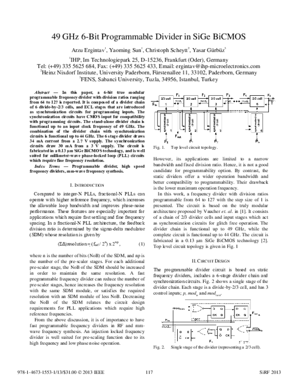 (PDF) 49 GHz 6-bit programmable divider in SiGe BiCMOS