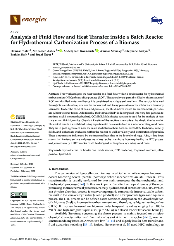 (PDF) Analysis of Fluid Flow and Heat Transfer inside a Batch Reactor ...