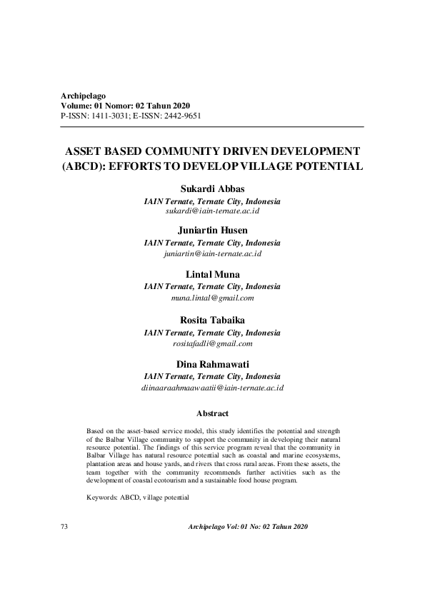 (PDF) Asset Based Community Driven Development (Abcd): Efforts to ...