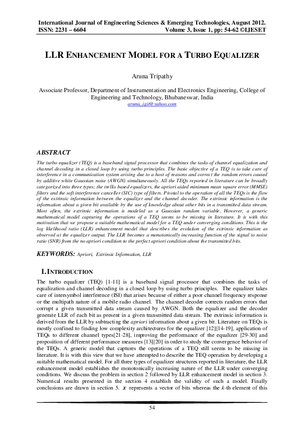 (PDF) LLR Enhancement Model for a Turbo Equalizer
