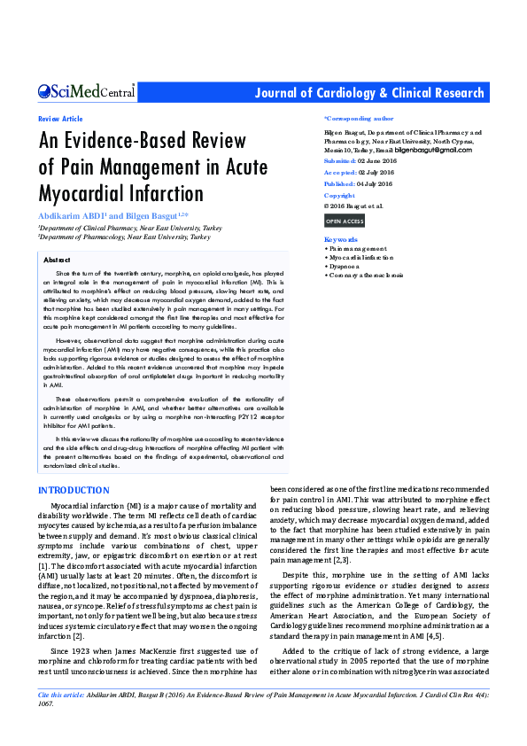 (PDF) An Evidence-Based Review of Pain Management in Acute Myocardial ...