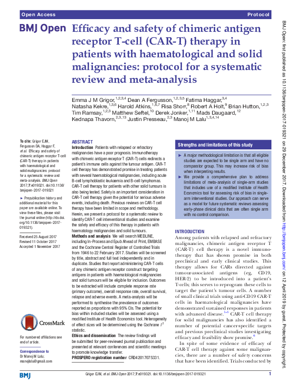 (PDF) Efficacy and safety of chimeric antigen receptor T-cell (CAR-T ...
