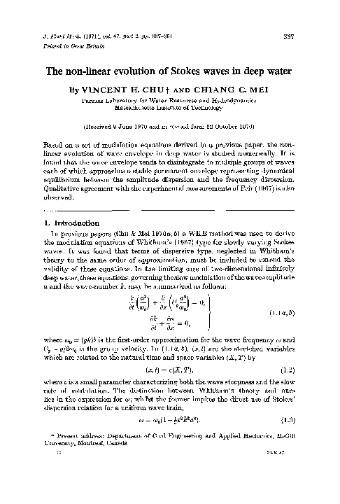 (PDF) The non-linear evolution of Stokes waves in deep water