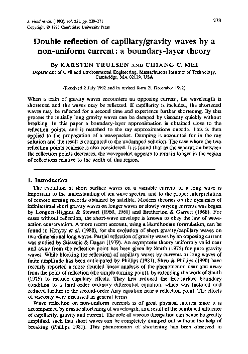 (PDF) Double reflection of capillary/gravity waves by a non-uniform ...