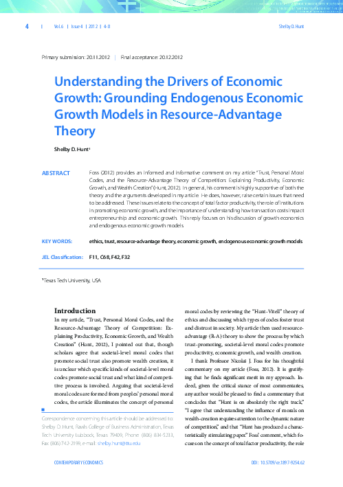 (PDF) Understanding the Drivers of Economic Growth: Grounding ...