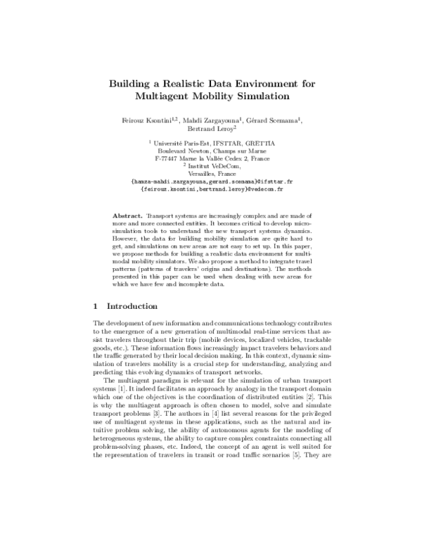 (PDF) Building a Realistic Data Environment for Multiagent Mobility ...