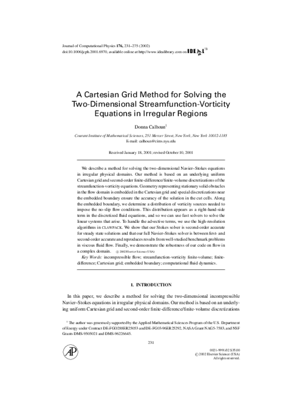 (PDF) A Cartesian Grid Method for Solving the Two-Dimensional ...
