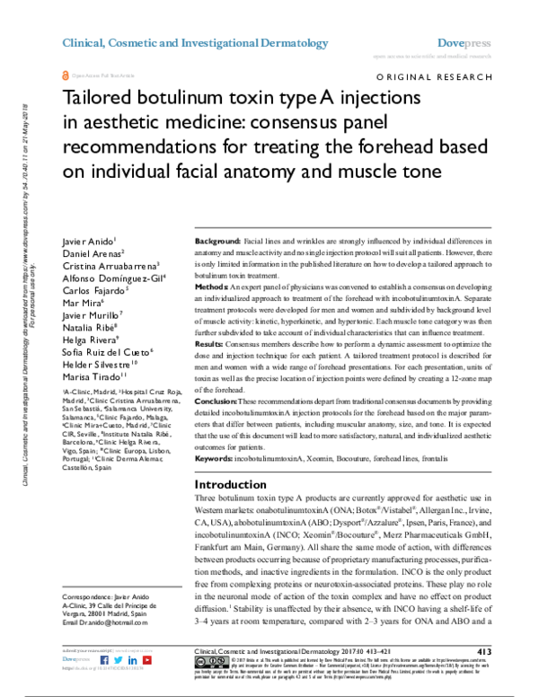 (PDF) Tailored botulinum toxin type A injections in aesthetic medicine ...