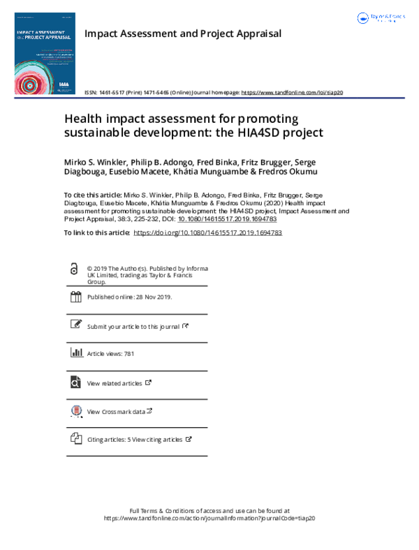 (PDF) Health impact assessment for promoting sustainable development ...
