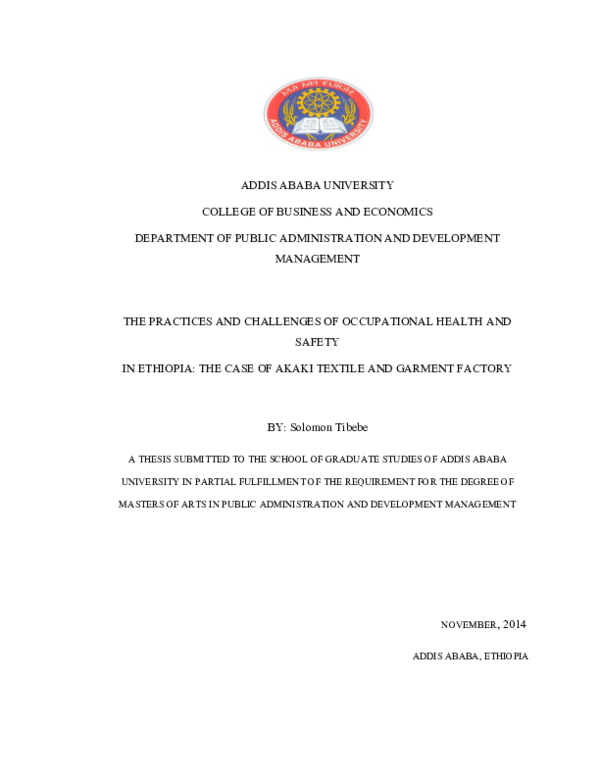 (PDF) The Practices and Challenges of Occupational Health and Safety in