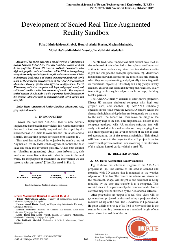 (PDF) Development of Scaled Real Time Augmented Reality Sandbox
