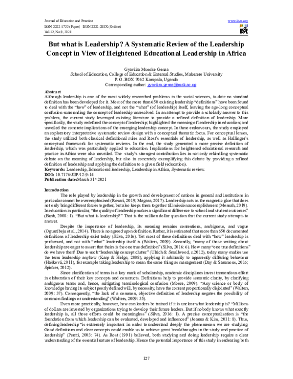 (PDF) But what is Leadership? A Systematic Review of the Leadership ...