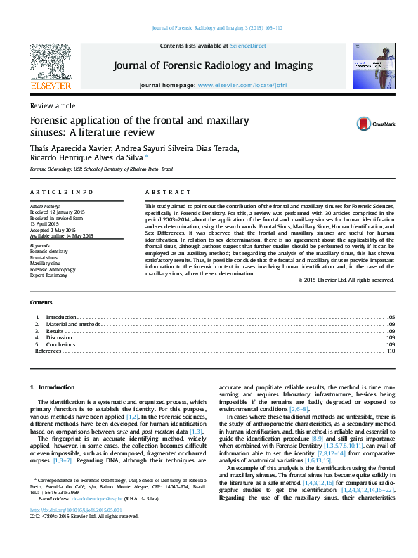 (PDF) Forensic application of the frontal and maxillary sinuses A