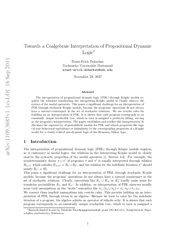 (PDF) Towards a Coalgebraic Interpretation of Propositional Dynamic Logic