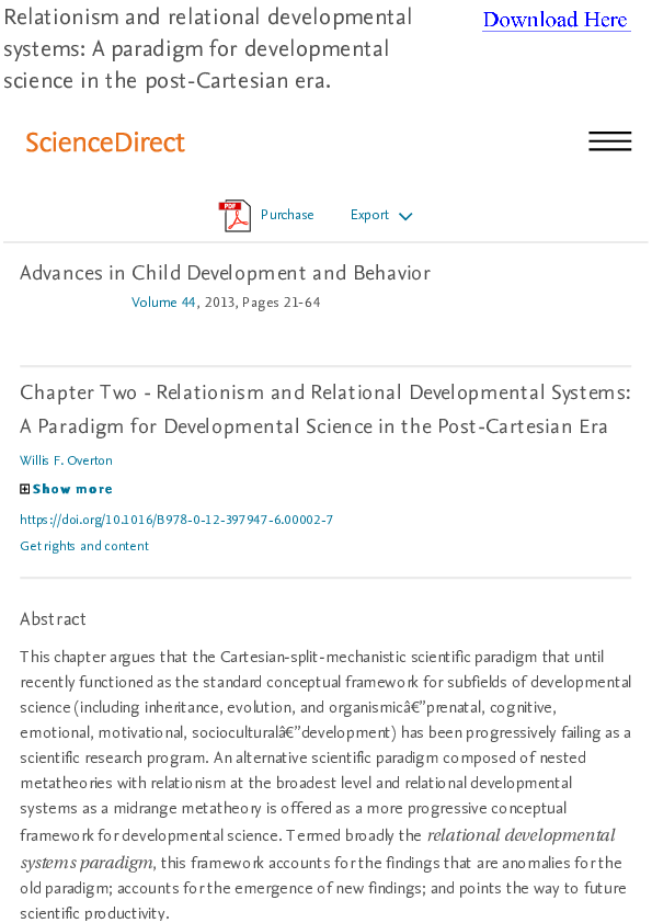 (PDF) Relationism and Relational Developmental Systems