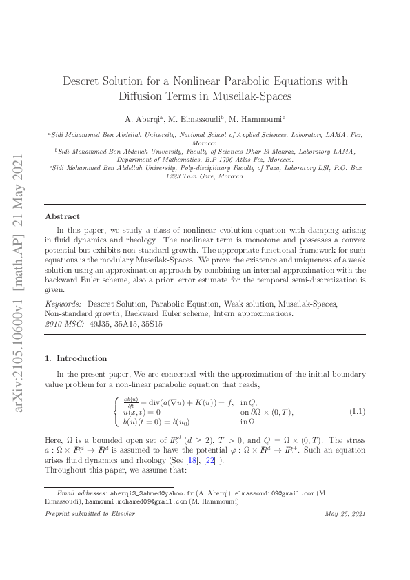 (PDF) Discrete solution for the nonlinear parabolic equations with ...