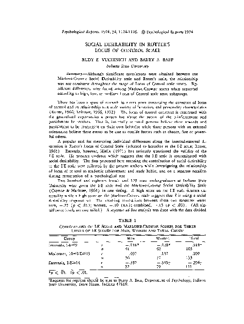 (PDF) Social Desirability in Rotter's Locus of Control Scale