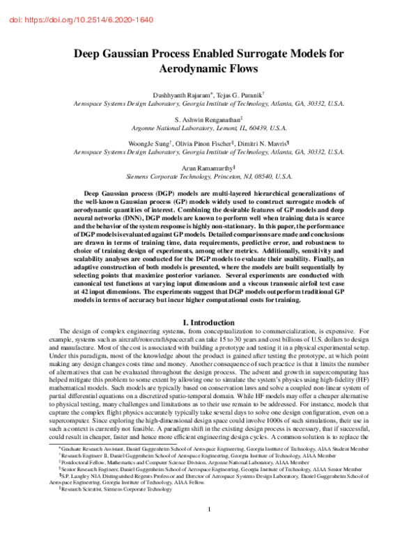 (PDF) Deep Gaussian Process Enabled Surrogate Models for Aerodynamic Flows
