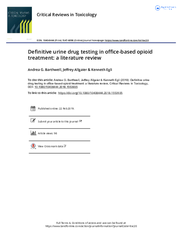 (PDF) Definitive urine drug testing in office-based opioid treatment: a ...