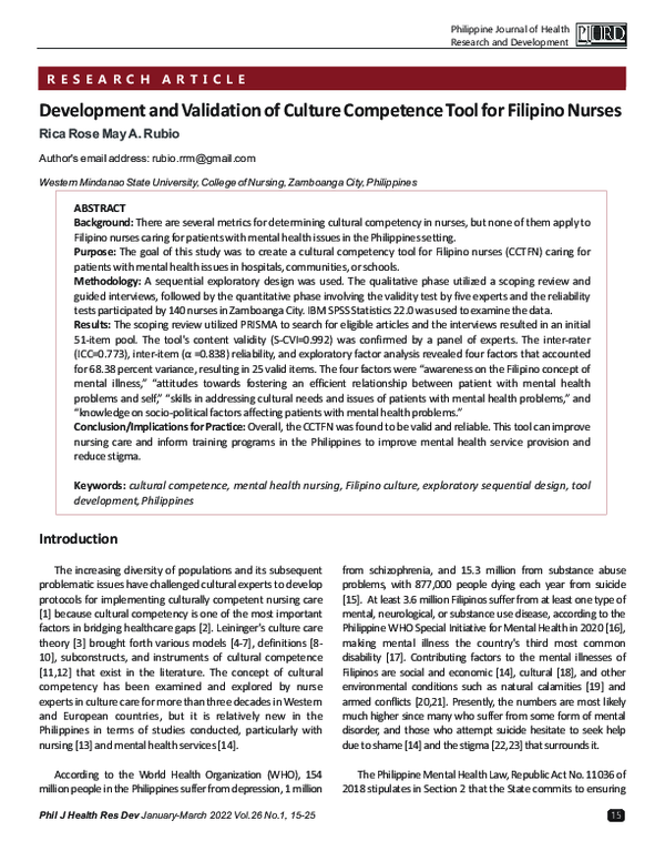 (PDF) Development and Validation of Culture Competence Tool for ...